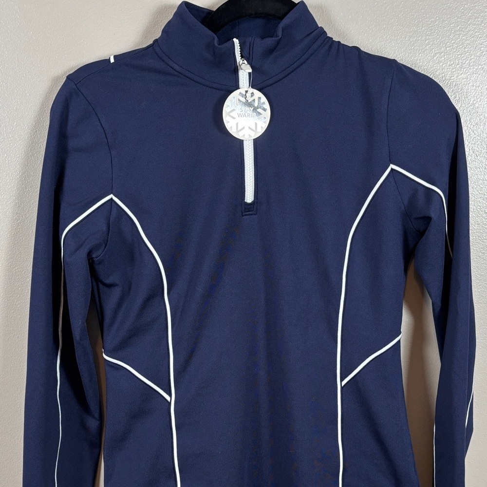 Calia Navy Long Sleeve Quarter-Zip Cold Weather with White Trim NWT